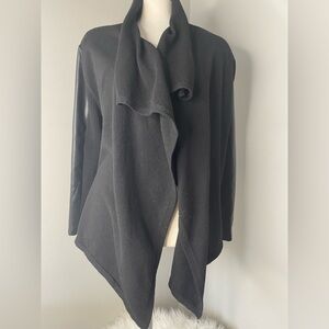 Vera Wang Simpy Vera Black Open Cardigan with Faux Leather Sleeves Size XL